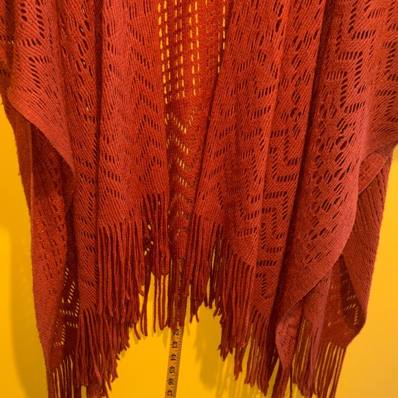 Nine West Rust Open Knit Poncho - Picture 4 of 7